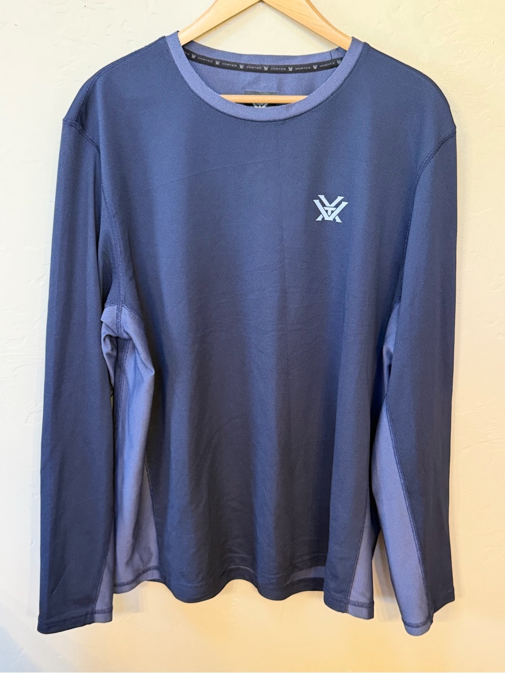 Vortex Core Logo Long Sleeve Moisture Wicking Grid Fabric Shirt Men’s Sz L Blue